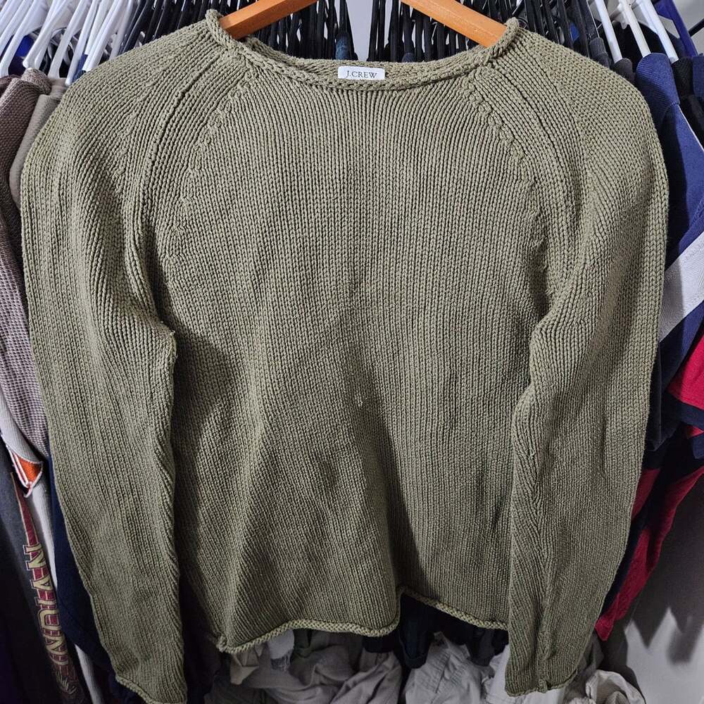 J. Crew Rollneck Sweater Size M Olive Green Ribbed Knit